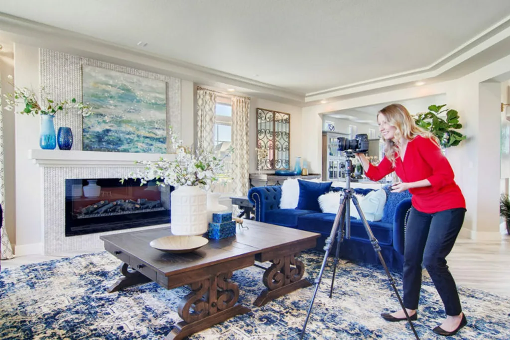 Professional photographer capturing a furnished property
